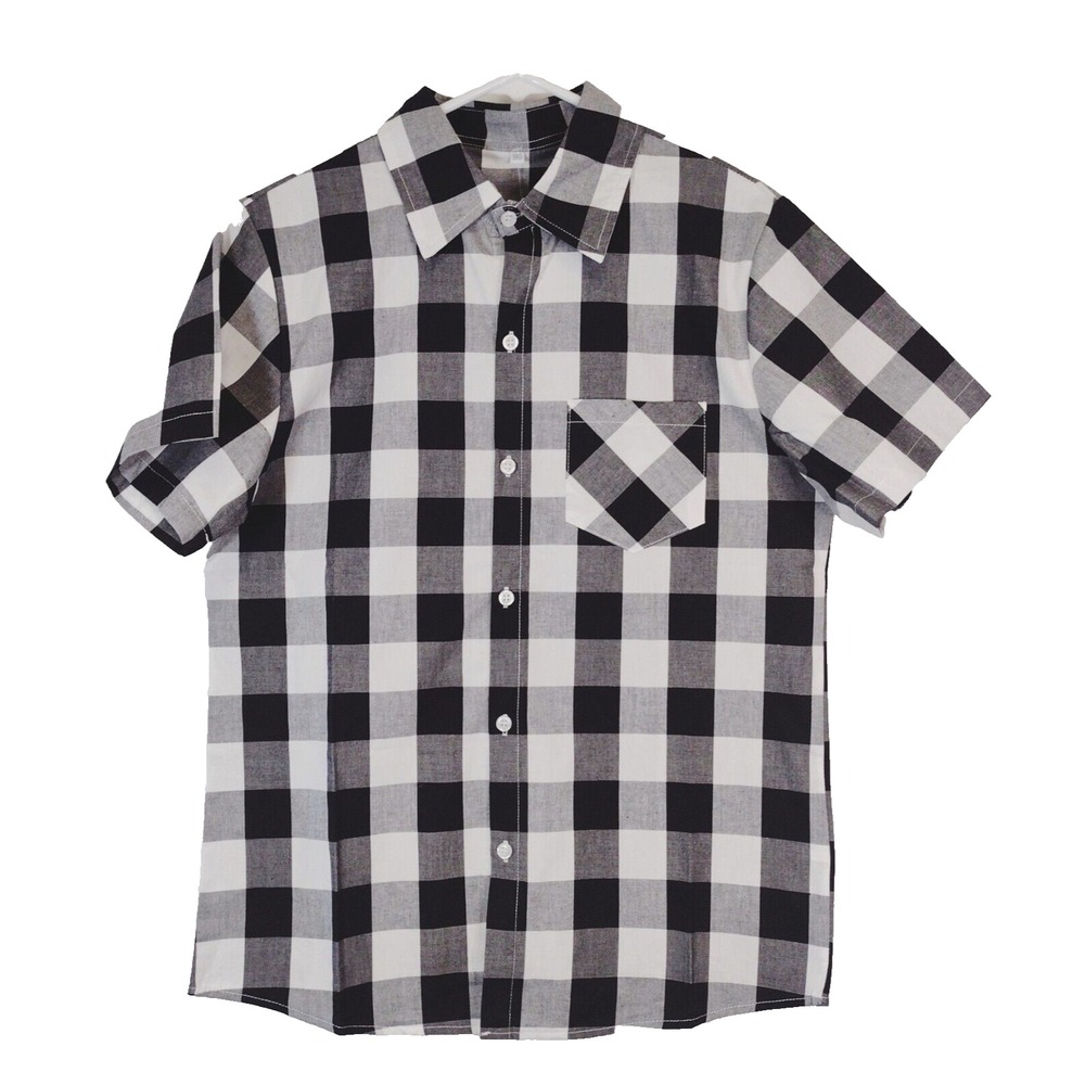 SANGTREE Mens Short Sleeve Plaid Casual Button Up Shirt‎ Cotton Blend Chest 38in